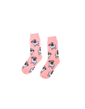 Fun pink socks with pug prints