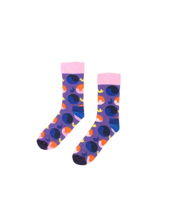 Purple socks with yin yang...