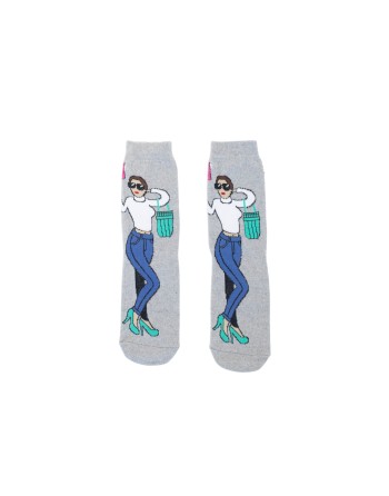 Grey socks with woman print