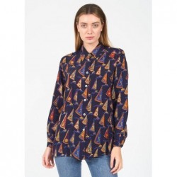70s Dark blue printed shirt