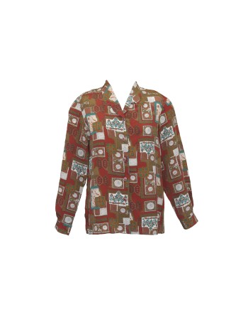 Dark orange shirt with prints
